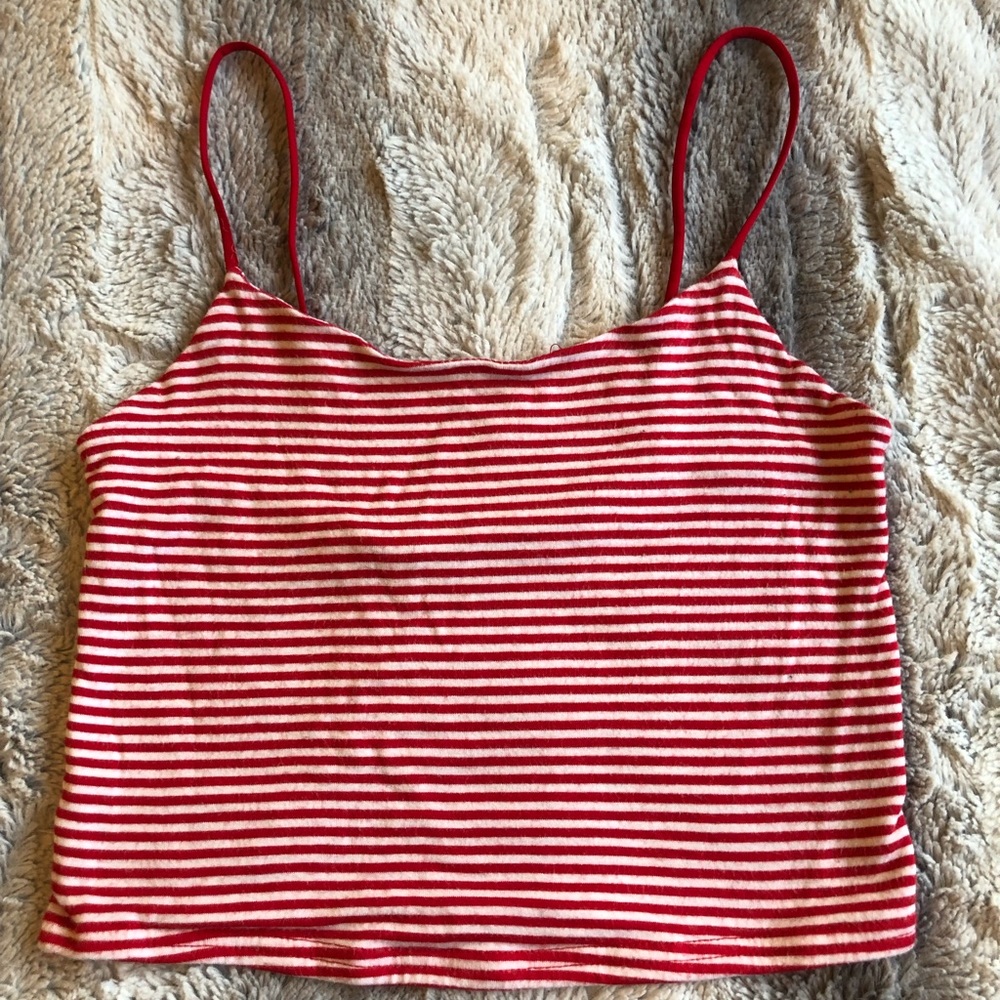 PacSun striped white and red crop top tank.